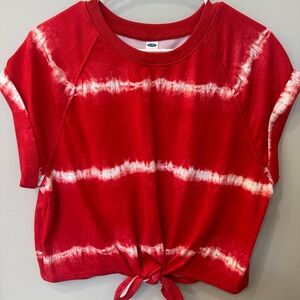 NWT-Red Short Sleeve Top with Tie